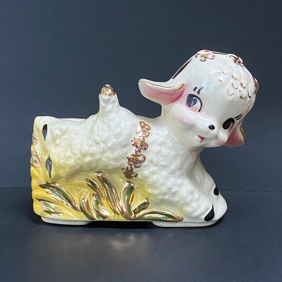 Vintage 23K Gold Guaranteed 1950s Lamb Planter - Picture 1 of 8